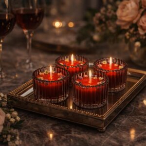 luxury scented red glass candles set