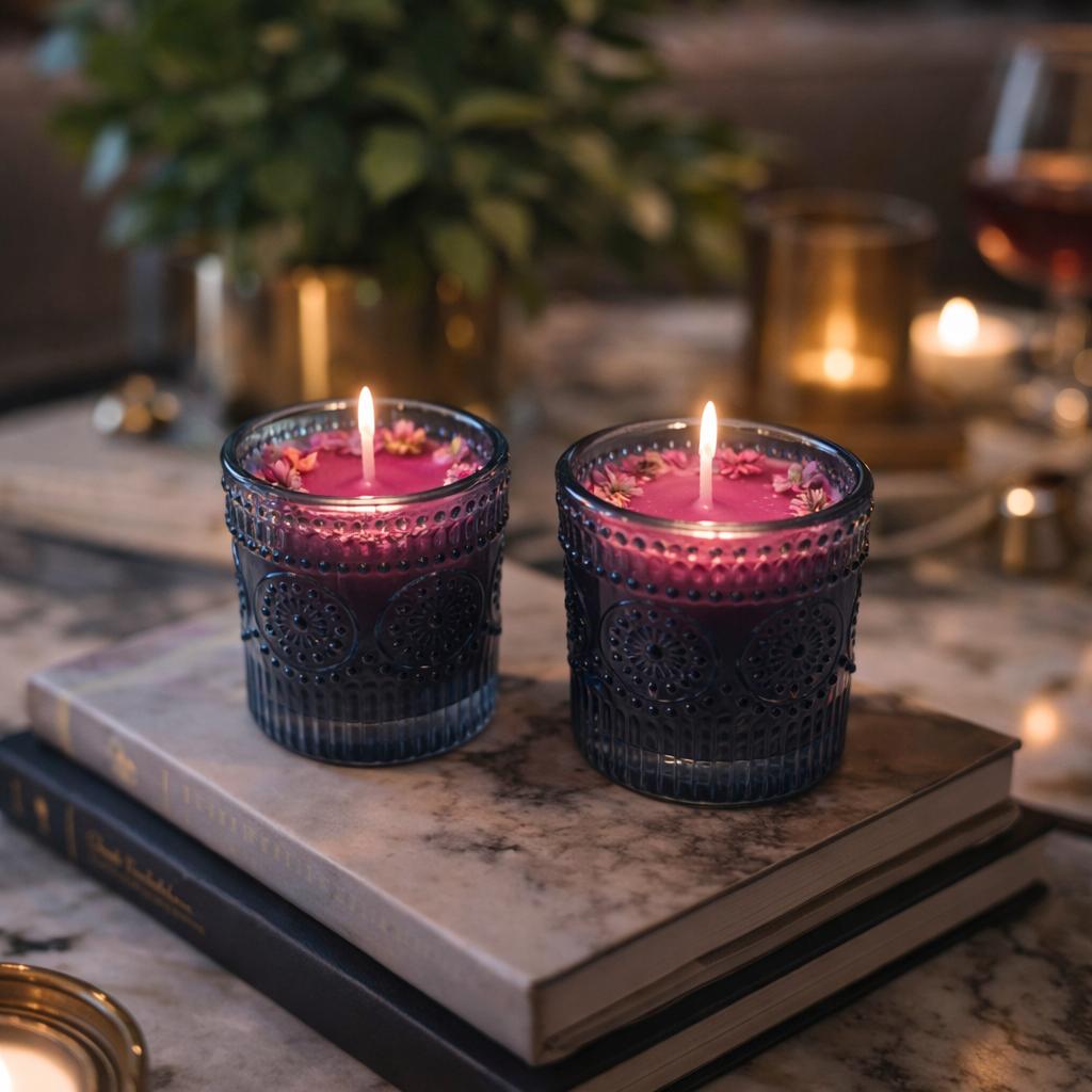 rose blush scented glass candles