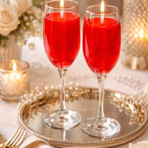 red handmade wine glass candles
