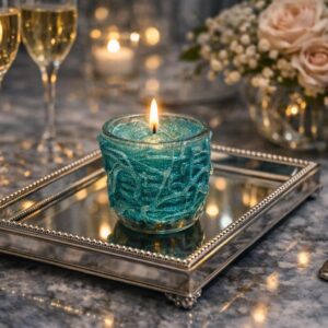 turquoise textured scented candle