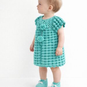 Turquoise Baby Crochet Dress Set